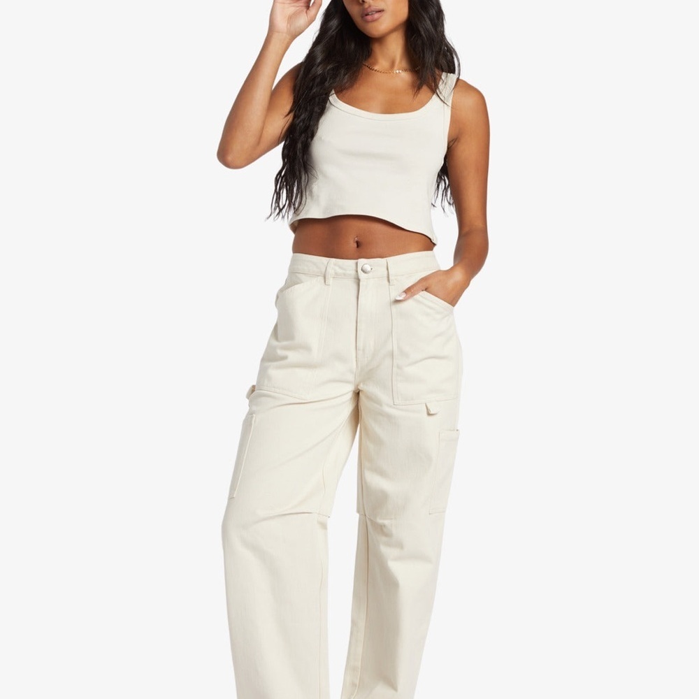 NWT Billabong Leia Cream Cargo Pants Size 26
